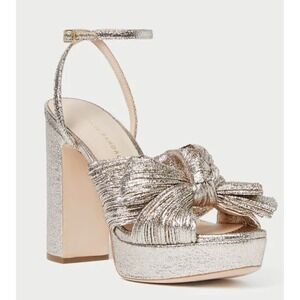 Loeffler Randall Natalia Gold‎ Platform Heels Bow Accent Strappy Sandals Size 11